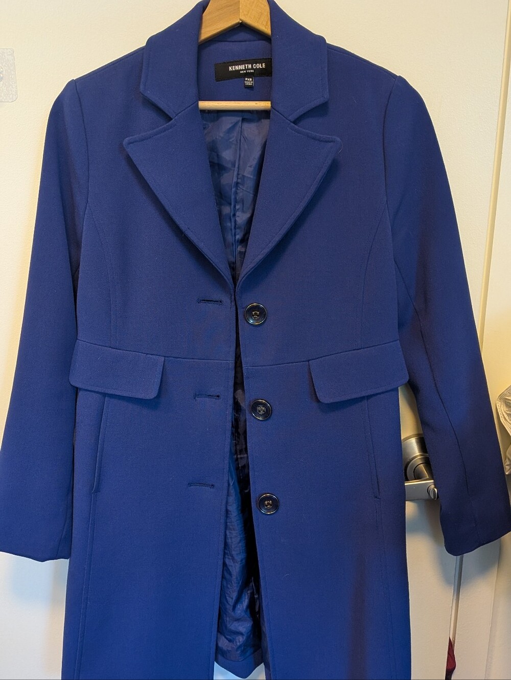 Kenneth Cole Peacoat A-Line Ponte Women’s Lapis Blue Size XS Petite